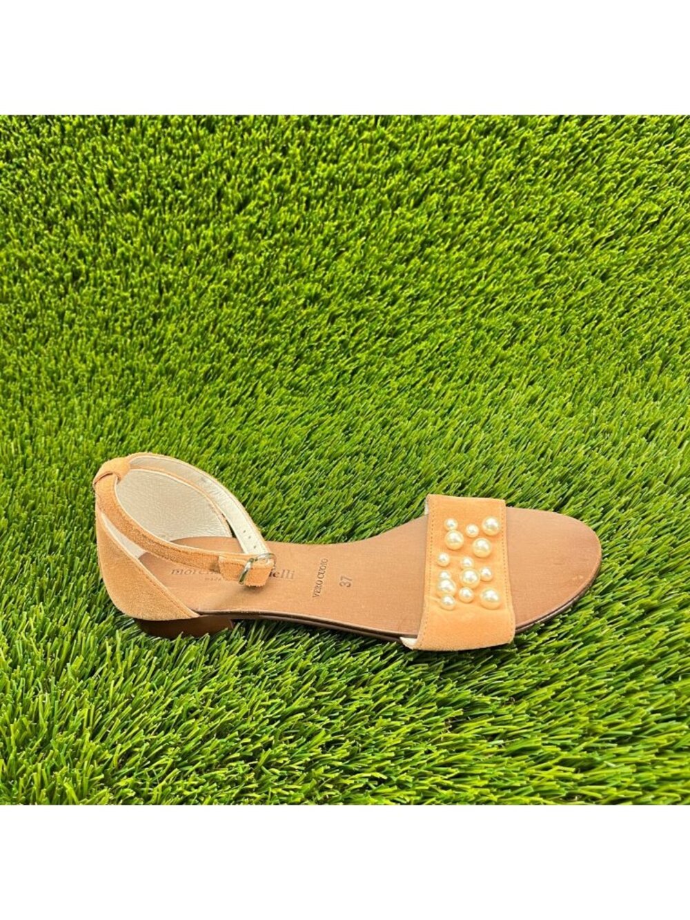 Vero Cuoio Morena Gabbrielli Womens Size 6.5‎ Brown Casual Classic Pearl Sandals